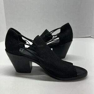 Eileen Fisher Shoes Suede Leather Heeled Heels Open Toe Black Size 9.5